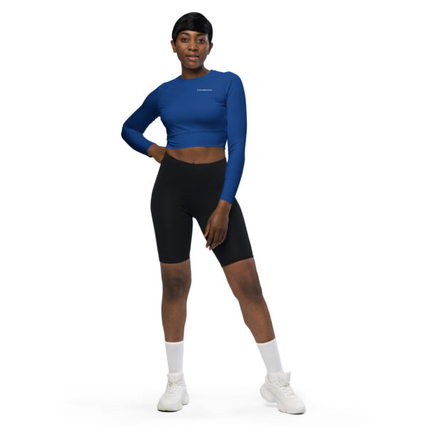Blue Long-Sleeve Crop Top